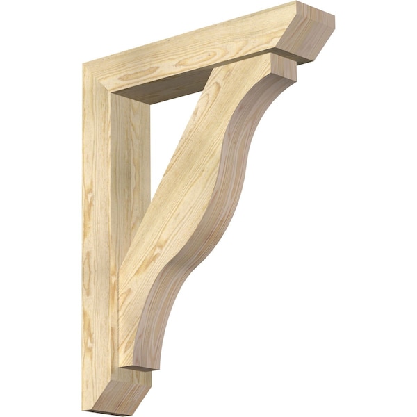 Ekena Millwork Funston Slat Rough Sawn Bracket w/ Offset Brace, Douglas Fir, 6"W x 28"D x 36"H BKT0604X28X36FST06RDF - main